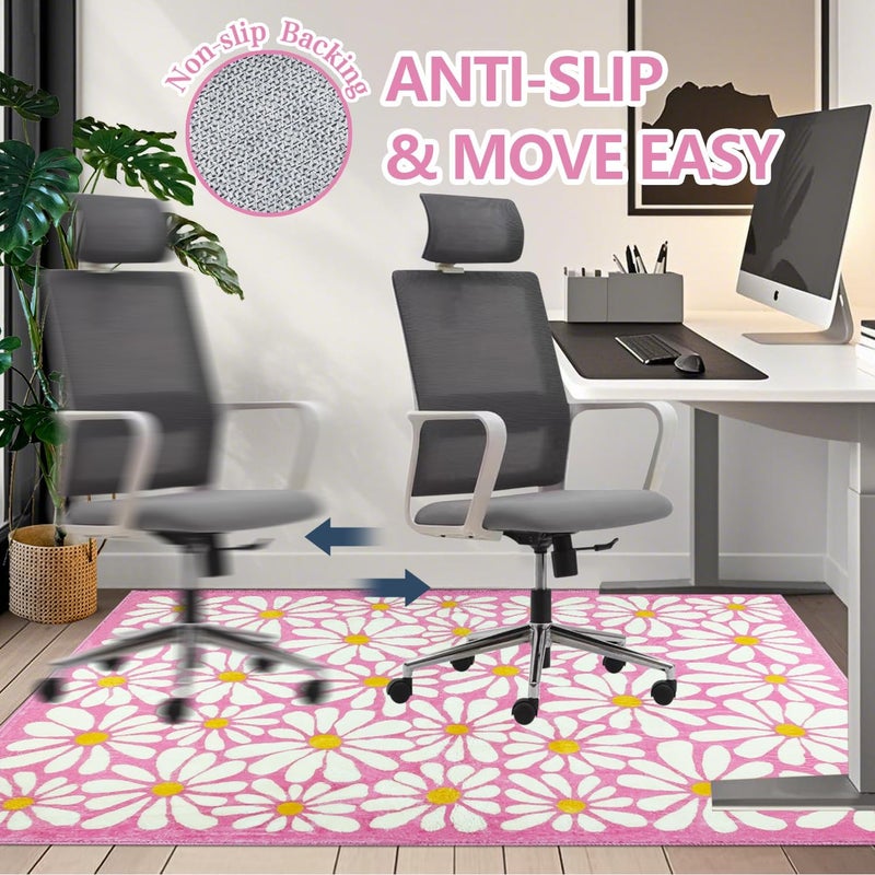 SHIYUE Office Chair Mat for Hardwood/Tile Floor Carpet, 48"x60" Computer Desk for Rolling Chairs Protector Gaming Non Slip Under TPR Backing Rug(Pink Floral) - Image 5